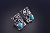 Silver & Turquoise Navajo Squash Blossom & Earring Set by Alex Sanchez 1K18U