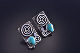 Silver & Turquoise Navajo Squash Blossom & Earring Set by Alex Sanchez 1K18U