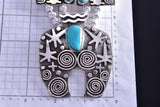 Silver & Turquoise Navajo Squash Blossom & Earring Set by Alex Sanchez 1K18U