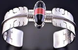 Coral and Jet Sacred Eagle Feather Bracelet by David Kuticka 2K13A