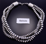 Silver 3-Strand Multishaped Navajo Pearls Necklace by Jan Mariano 2L08W