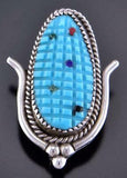 Silver & Turquoise Multistone Zuni Inlay Corn Pendant & Brooch T. Bowekaty 2A13P