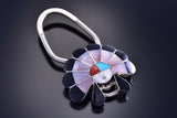 Silver Multistone Zuni Sunface Inlay Key Chain by Denise Siutza - 9J15R