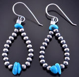 Silver & Turquoise Navajo Pearls Loop Earrings by Mason Lee 2J16P