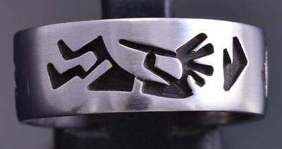 Size 9-1/4 All Silver Dancing Kokopellis Open Ringband by Sonny Gene 8E08V