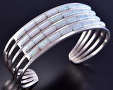 Silver & Opal Navajo Inlay Bracelet by Anson Wallace 2F15B