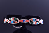 Silver & Turquoise Multistone Navajo Inlay Link Bracelet by AMP 2F15K