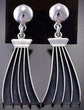 All Silver Water Flow Navajo Handmade Earrings by James Bahe 1C31U