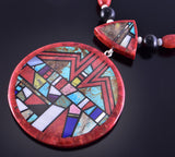 Apple Coral Multistone Santo Domingo Pueblo Mosaic Necklace Chris Nieto 2E25H
