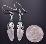 Ray Tracey Small Feather Earrings with Turquoise - 1J10W