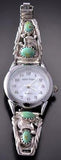 Silver & Turquoise Navajo Handmade Feathers & More Watch by Etta Larry 1L12Q