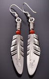 Ray Tracey Medium Feather Earrings with Coral - 1J10Y