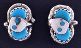 Silver & Turquoise Zuni Handmade Snake Eyes Earrings by Effie Calavaza 2E03M