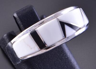 Size 9-1/2 Inlay White Buffalo Men's Ring 2K18K
