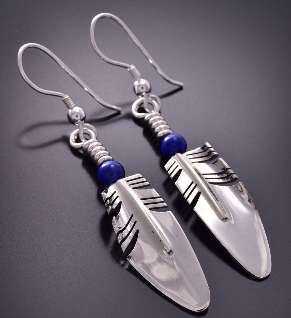 Ray Tracey Small Feather Earrings with Lapis 1J10X