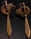 14k Purple Sugilite and Opal Heartline Bear Earrings by FJ - VN10X