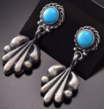 Silver & Turquoise Navajo Grace Shield Earrings by Annie Spencer ZE06R