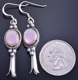 ZBM Silver Pink Mussel Shell Navajo Squash Blossom Accent Earrings Erick Begay 8B05T