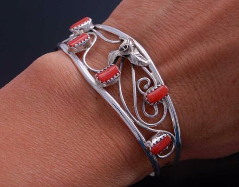 Silver Coral Open Flower Bracelet by Carolynn Nez - AM62C