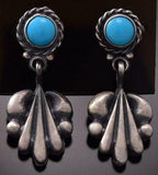 Silver & Turquoise Navajo Grace Shield Earrings by Annie Spencer ZE06R