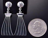 All Silver Water Flow Navajo Handmade Earrings by James Bahe 1C31U