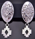 Traditional Design Silver Earring by Benson Manygoats 2K10Z