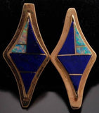 14K Gold Lapis Opal Diamond Earrings by G Nelson - VN40A