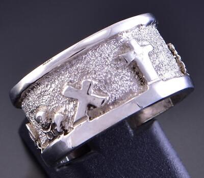 Size 7-1/4 Silver Christ's Resurrection Navajo Handmade Ring by Roger John 2F23J