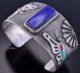 Silver Multistone Navajo Inlay Tufacast Butterfly Bracelet by Lee Begay 2C14N