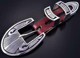 Silver Navajo Handstamped Clean Lines Ranger Set Buckle by Lee Charley 1K18S