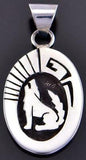 Silver Navajo Handmade Howling Wolf Pendant by Calvin Peterson 1L02Q