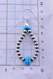 Silver & Turquoise Navajo Pearls Loop Earrings by Mason Lee 2J16P