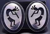 Vintage All Silver Dancing Kokopelli Navajo Earrings by GN 9A31N