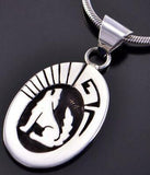Silver Navajo Handmade Howling Wolf Pendant by Calvin Peterson 1L02Q