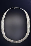 20 Strand Liquid Silver Necklace 18 Inches long 9J15N