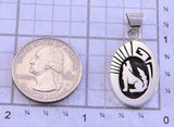Silver Navajo Handmade Howling Wolf Pendant by Calvin Peterson 1L02Q