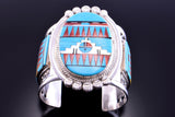 Silver & Turquoise Multistone Zuni Inlay Sunface Bracelet by Patty Edaakie 2L08M