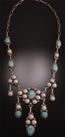 ZBM Exquisite #8 Spiderweb and Pearl Necklace by Erick Begay TO91O