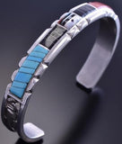 Silver & Turquoise Multistone Zuni Inlay Sunface Bracelet by Don Dewa 8J15H