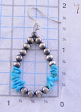 Silver & Turquoise Navajo Pearl Loop Earrings 2F23P