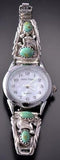 Silver & Turquoise Navajo Handmade Feathers & More Watch by Etta Larry 1L12Q
