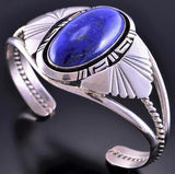 Silver & Lapis Navajo Handmade Bracelet by Robert Shakey 2E25S