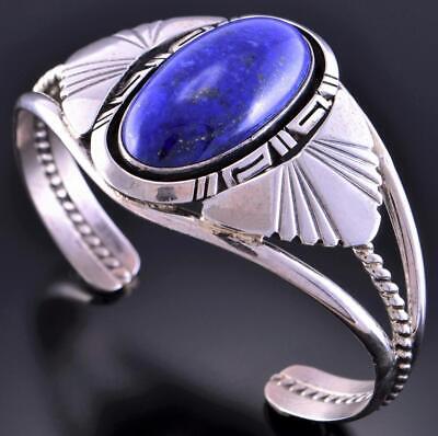 Silver & Lapis Navajo Handmade Bracelet by Robert Shakey 2E25S