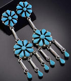 Silver & Turquoise Zuni Inlay Rounded Earrings by Arlo Kanteena 1B26U