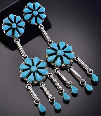 Silver & Turquoise Zuni Inlay Rounded Earrings by Arlo Kanteena 1B26U