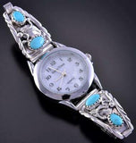 Silver & Turquoise Leaves & More Navajo Watch by Annie Spencer 1L12N