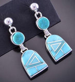 Long Turquoise Inlay Earrings by Tully Gustine 2K20U