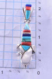 Silver & Turquoise Multistone Navajo Inlay Corn Pendant by Pam David 2E25T