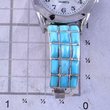 Silver & Turquoise Zuni Inlay Square Stone Watch by Caroline Malani 1L12E