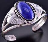 Silver & Lapis Navajo Handmade Bracelet by Robert Shakey 2E25S